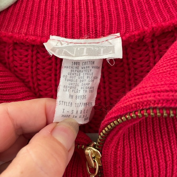 Vintage Quarter Zip Red Cropped Sweater Size Small - Picture 6 of 7